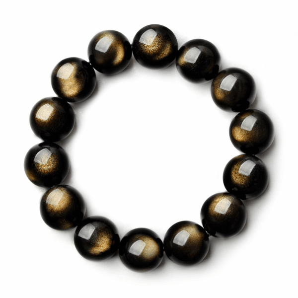 Top Grade Natural Golden Sheen Obsidian Energy Bracelet | Collectible Healing Stone | Protection & Abundance