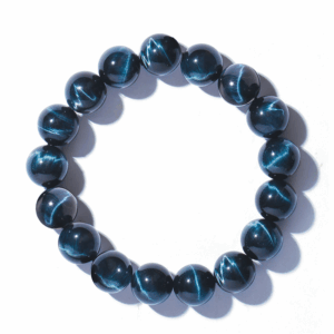 Top Grade Natural Blue Tiger’s Eye (Hawk’s Eye) Energy Bracelet | Collectible Healing Stone | Focus & Protection