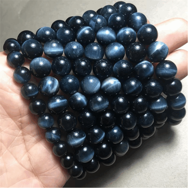 Top Grade Natural Blue Tiger’s Eye (Hawk’s Eye) Energy Bracelet | Collectible Healing Stone | Focus & Protection - Image 3