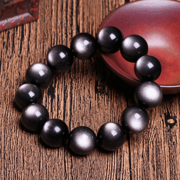 Top Grade Natural Silver Sheen Obsidian Energy Bracelet | Collectible Healing Stone | Clarity & Protection - Image 2