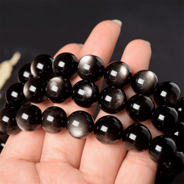 Top Grade Natural Silver Sheen Obsidian Energy Bracelet | Collectible Healing Stone | Clarity & Protection - Image 3