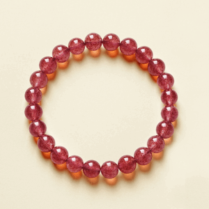 Top Grade Natural Strawberry Quartz Energy Bracelet | Love & Joy | Collectible Healing Stone