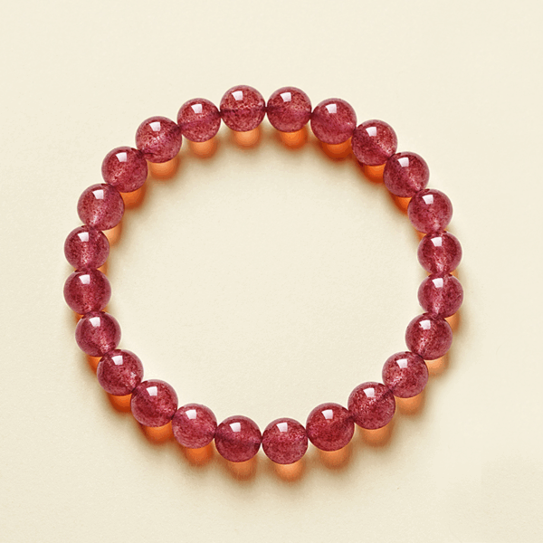 Top Grade Natural Strawberry Quartz Energy Bracelet | Love & Joy | Collectible Healing Stone