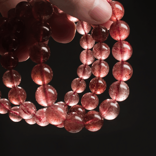 Top Grade Natural Strawberry Quartz Energy Bracelet | Love & Joy | Collectible Healing Stone - Image 2