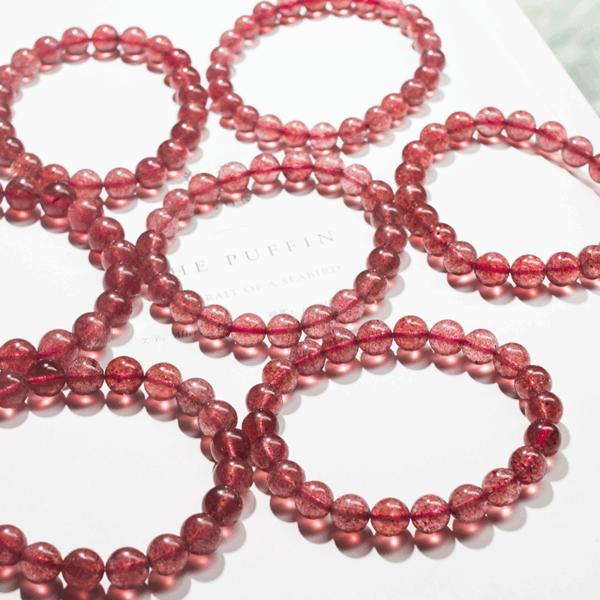 Top Grade Natural Strawberry Quartz Energy Bracelet | Love & Joy | Collectible Healing Stone - Image 3
